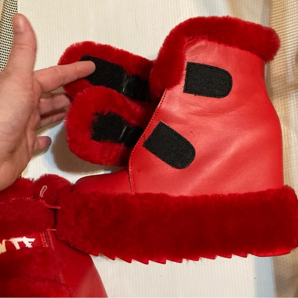 Dizzy Dream Wedge Fur Booties Women – Red Anthony Wang Sz 7 - Picture 10 of 11